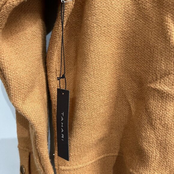 Tahari Sweater Blazer Women XS Brown Stretchy Knit Cardigan Exposed Seams Office - Picture 5 of 7